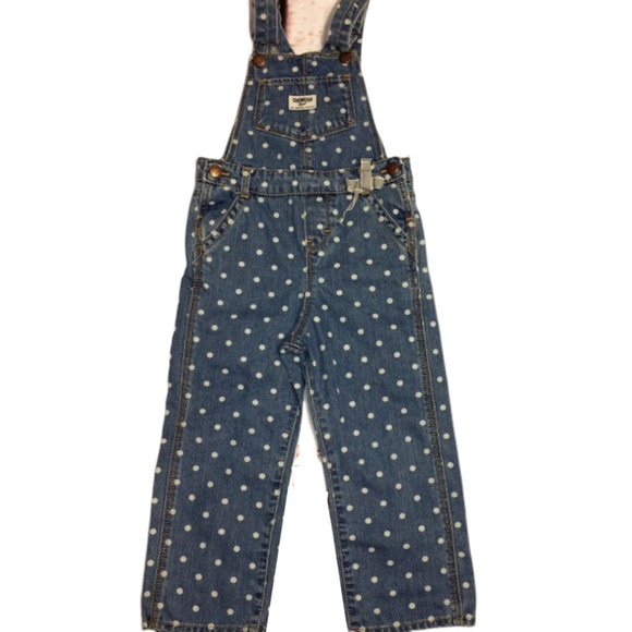 Kids Girl Oshkosh B Gosh Polka Dot Overall Vestbak - Picture 2 of 6